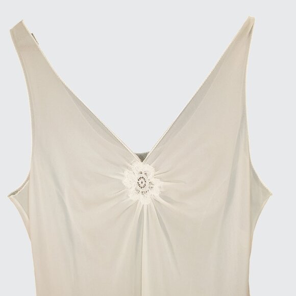 Vintage Margit Brandt For R USA Ivory Sheer Knee Length Slip Women's Size Medium - Picture 7 of 12